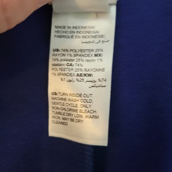 Chico's Size 1 US 8 Textured Trousers Straight Leg Thick Pants Royal Blue Work - Picture 9 of 9